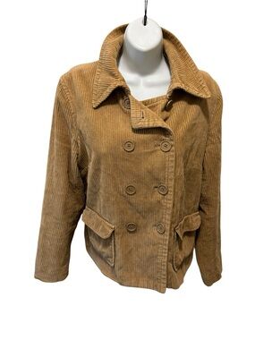 VTG Y2K Gap Double Breasted Relaxed Corduroy Utility Jacket Sz L Pockets Belt